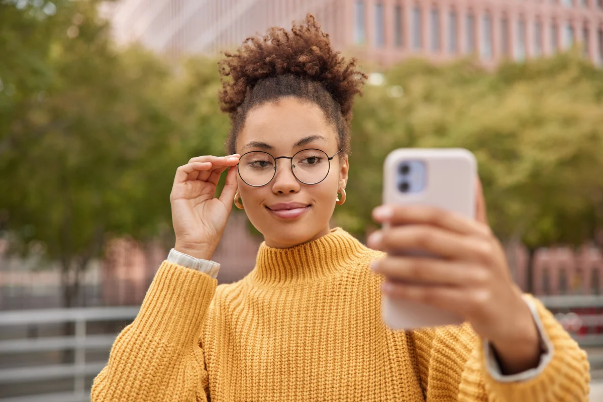 Woman looking at phone